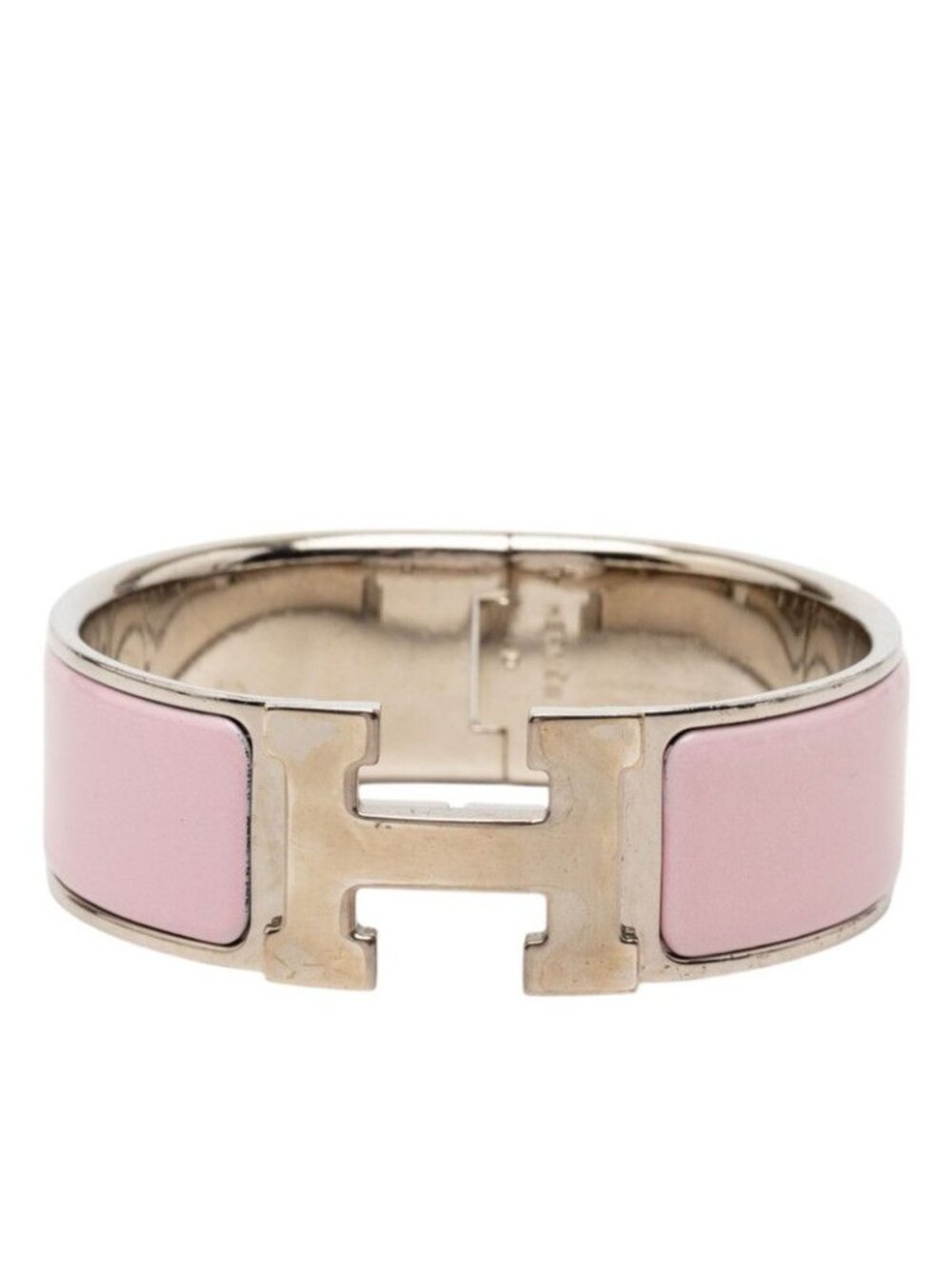 Hermes Clic Clac PM Bracelet Silver Pink Metal Enamel